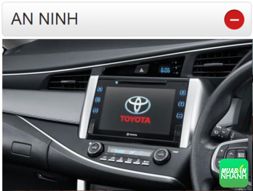 Thông số kỹ thuật thiết bị an ninh Toyota Innova 2016